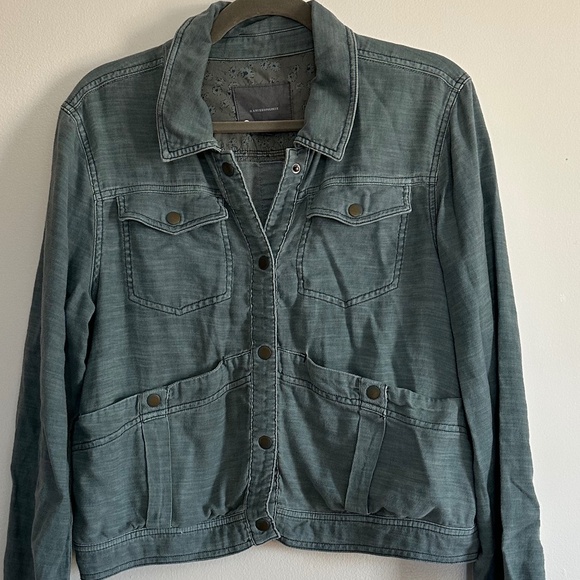 Anthropologie Sage Green Snap Front Lightweight Jacket, Large - Picture 5 of 7